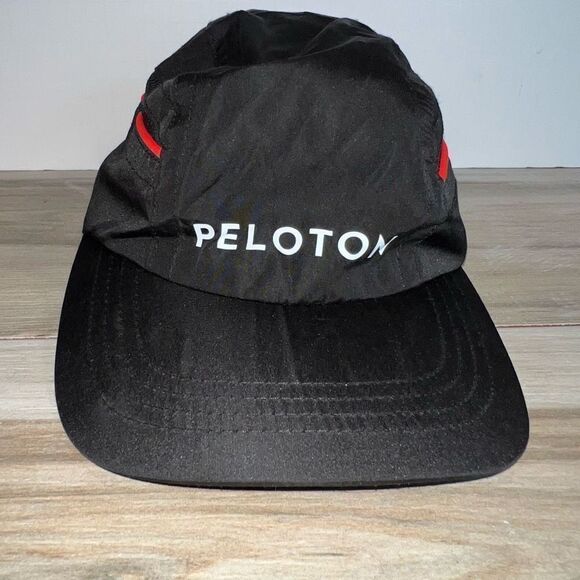 Peloton Nylon Cap Mens Black Light Weight Vented Cycling Running Hat Black Adjus - Picture 1 of 6